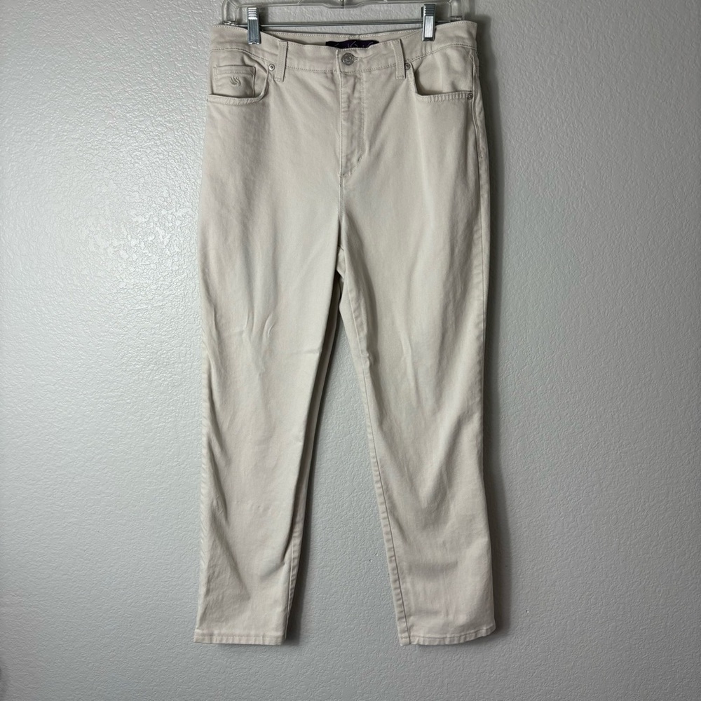 Gloria Vanderbilt Jeans Womens 10 Missy Short Amanda Stretch Tapered Ivory 10